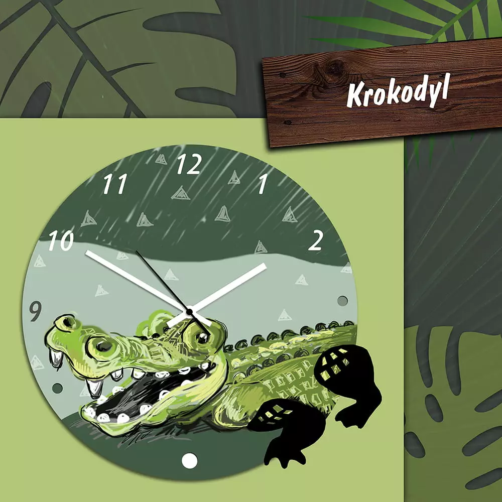 Zegar ścienny KROKODYL 3D Wild friends