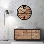 Okrągły szklany zegar ścienny Modern Wood X6 50 cm