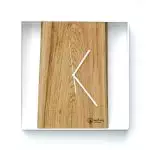 Kwadratowy zegar loftowy Time&Vertical (pionowy) 40 cm biało-drewniany