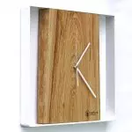 Kwadratowy zegar loftowy Time&Vertical (pionowy) 40 cm biało-drewniany