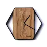 Sześciokątny zegar loftowy Time&Vertical (pionowy) 40 cm czarno-drewniany
