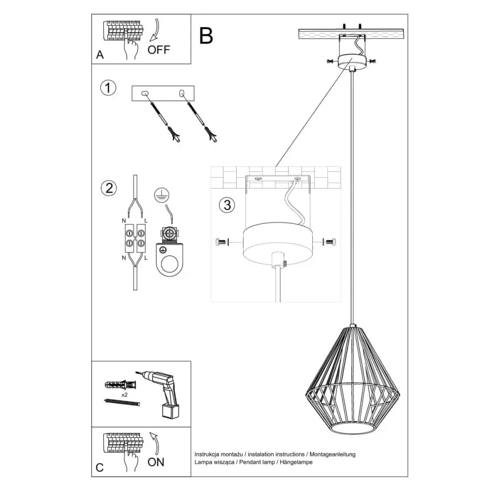 Lampa wisząca DEMI czarna