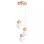 Lampa wisząca PEKKA 3P biała/naturalne drewno