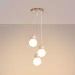 Lampa wisząca PEKKA 3P biała/naturalne drewno