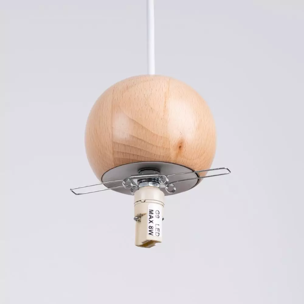 Lampa wisząca PEKKA 3P biała/naturalne drewno