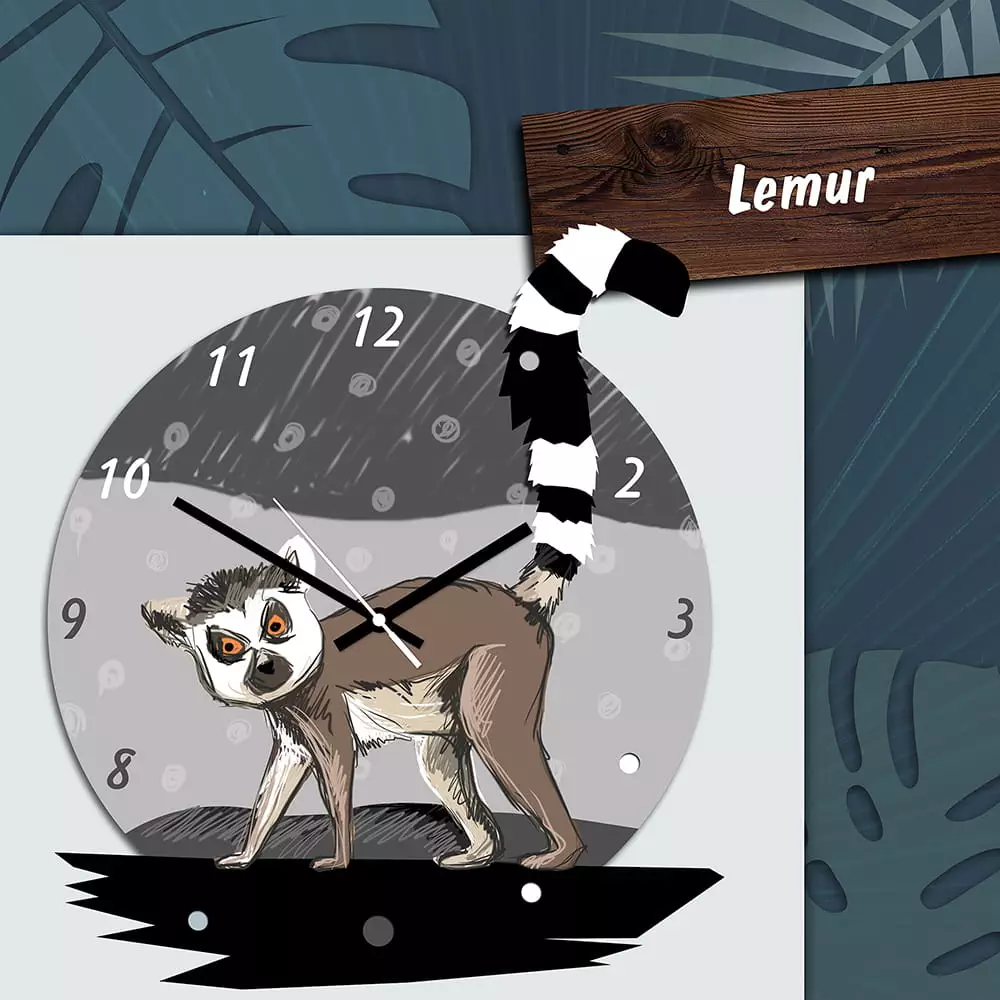 Zegar ścienny LEMUR 3D Wild friends
