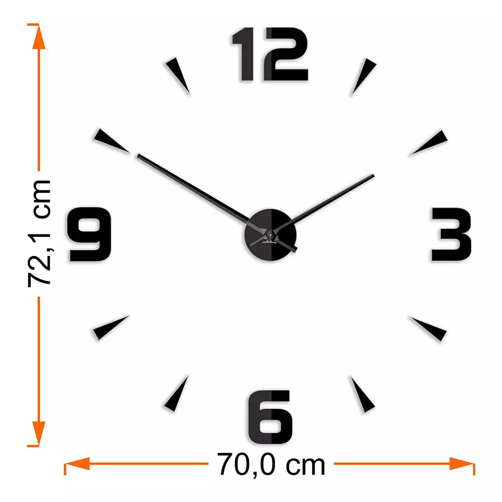 Czarny zegar ścienny Shot