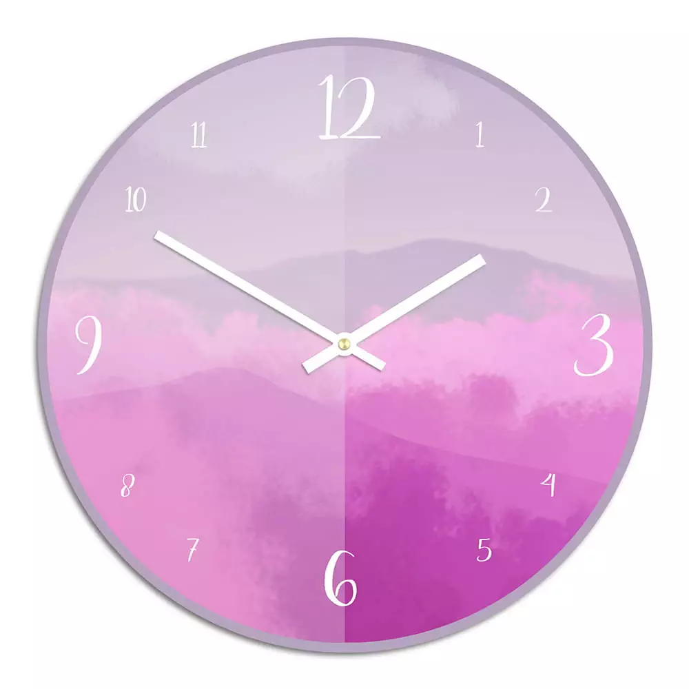 Szklany zegar ścienny Pink PRINCESS Różowy