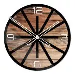 Okrągły szklany zegar ścienny Modern Wood X5 40 cm