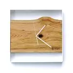 Kwadratowy zegar loftowy Time&Horizontal (poziomy) 40 cm biało-drewniany