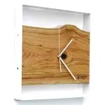 Kwadratowy zegar loftowy Time&Horizontal (poziomy) 40 cm biało-drewniany