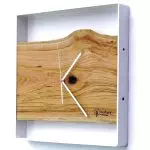 Kwadratowy zegar loftowy Time&Horizontal (poziomy) 40 cm biało-drewniany