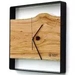 Kwadratowy zegar loftowy Time&Horizontal (poziomy) 50 cm czarno-drewniany