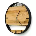 Okrągły zegar loftowy Time&Double 50 cm czarno-drewniany