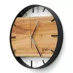 Okrągły zegar loftowy Time&Horizontal (poziomy) 40 cm czarno-drewniany