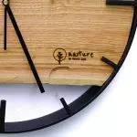 Okrągły zegar loftowy Time&Horizontal (poziomy) 40 cm czarno-drewniany