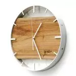 Okrągły zegar loftowy Time&Horizontal (poziomy) 50 cm biało-drewniany