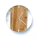 Okrągły zegar loftowy Time&Vertical (pionowy) 40 cm biało-drewniany