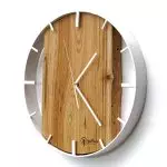 Okrągły zegar loftowy Time&Vertical (pionowy) 40 cm biało-drewniany