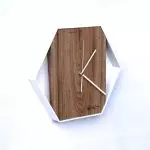 Sześciokątny zegar loftowy Time&Vertical (pionowy) 50 cm biało-drewniany