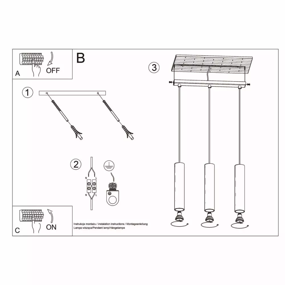 Lampa wisząca LAGOS 3L biały