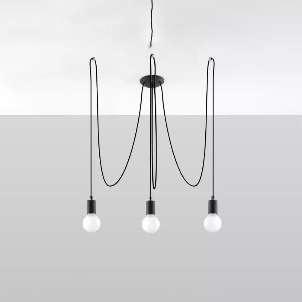Żyrandol EDISON 3 czarny