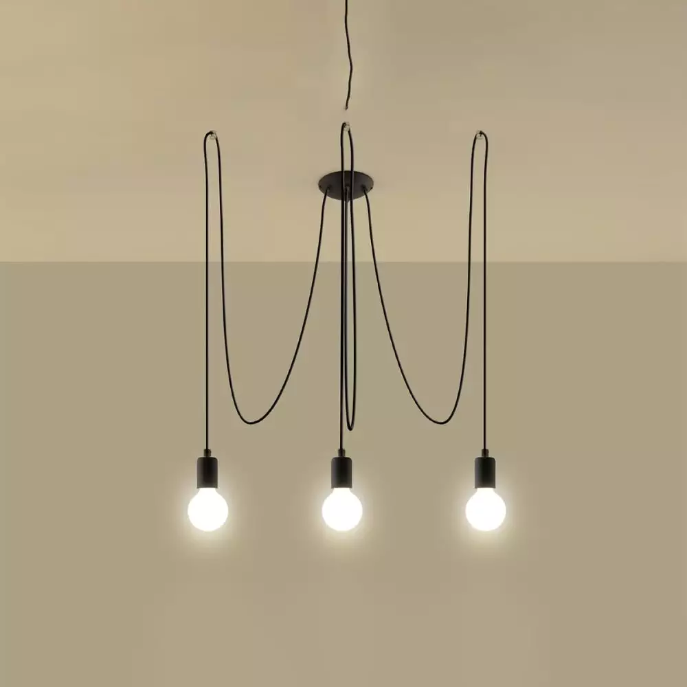 Żyrandol EDISON 3 czarny