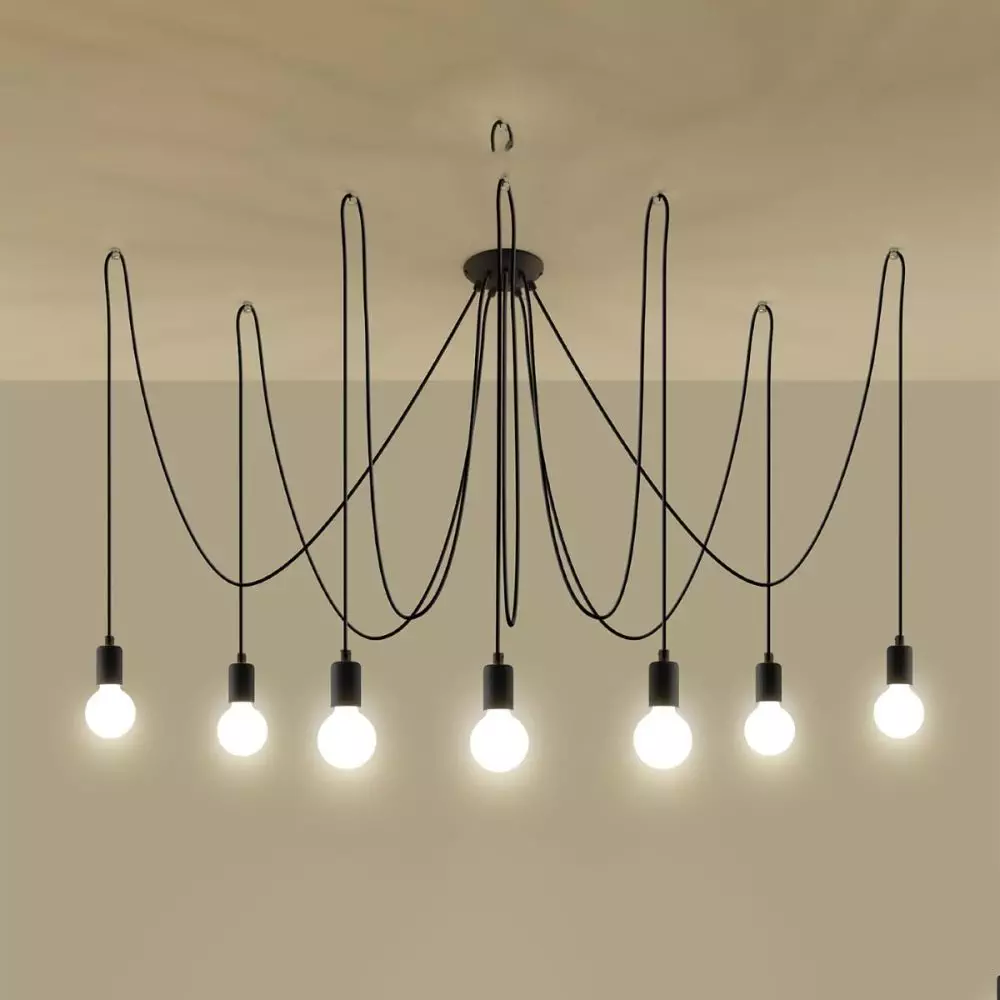 Żyrandol EDISON 7 czarny