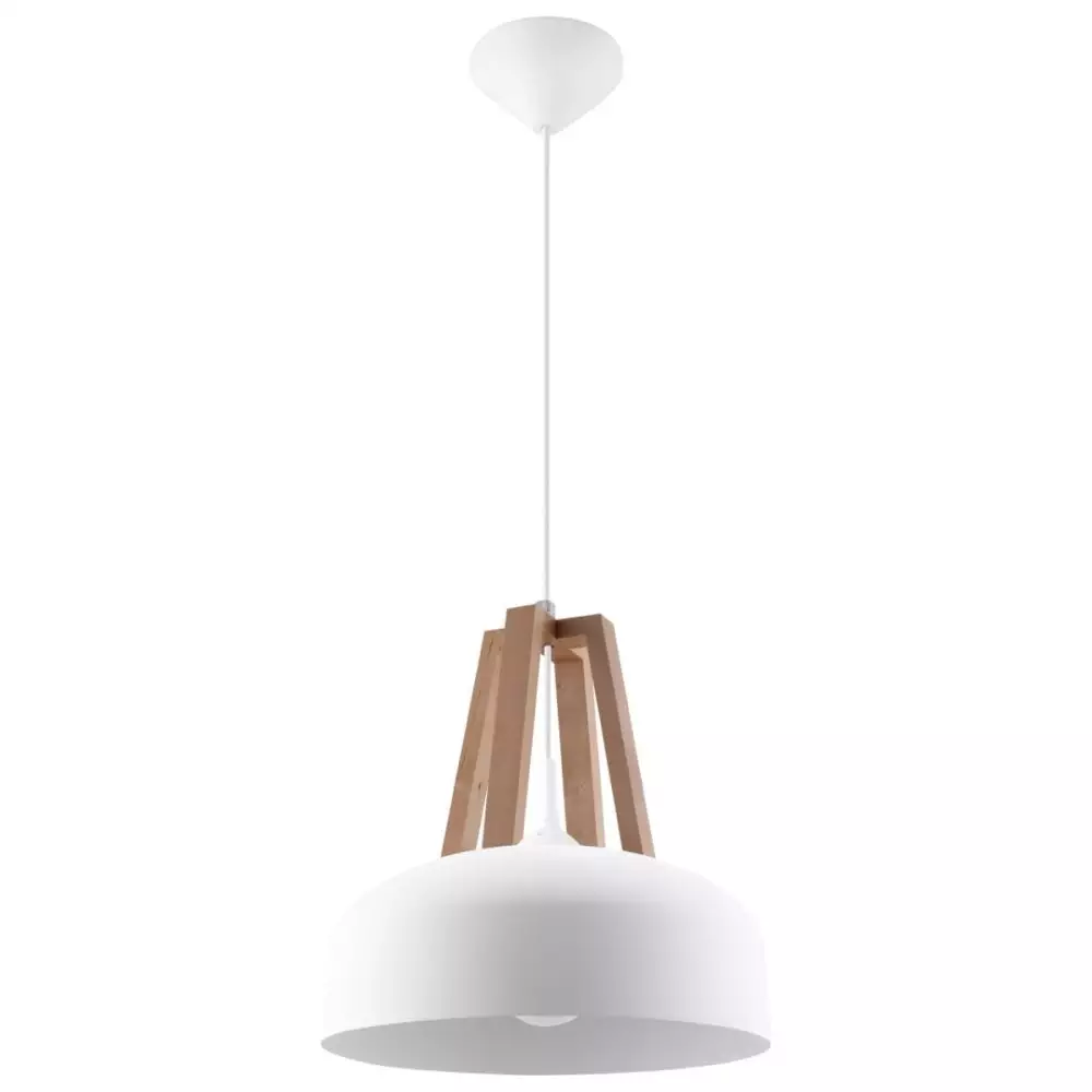 Lampa wisząca CASCO biała/naturalne drewno