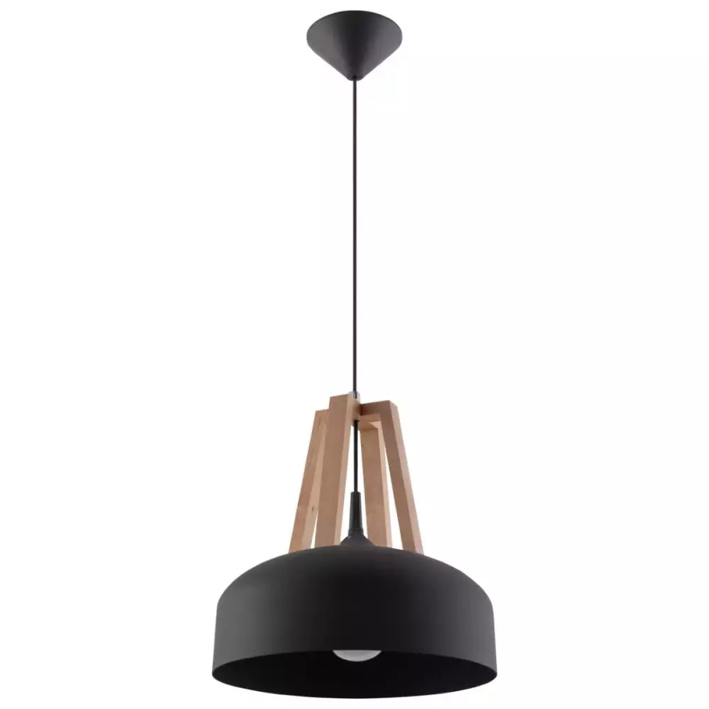Lampa wisząca CASCO czarna/naturalne drewno