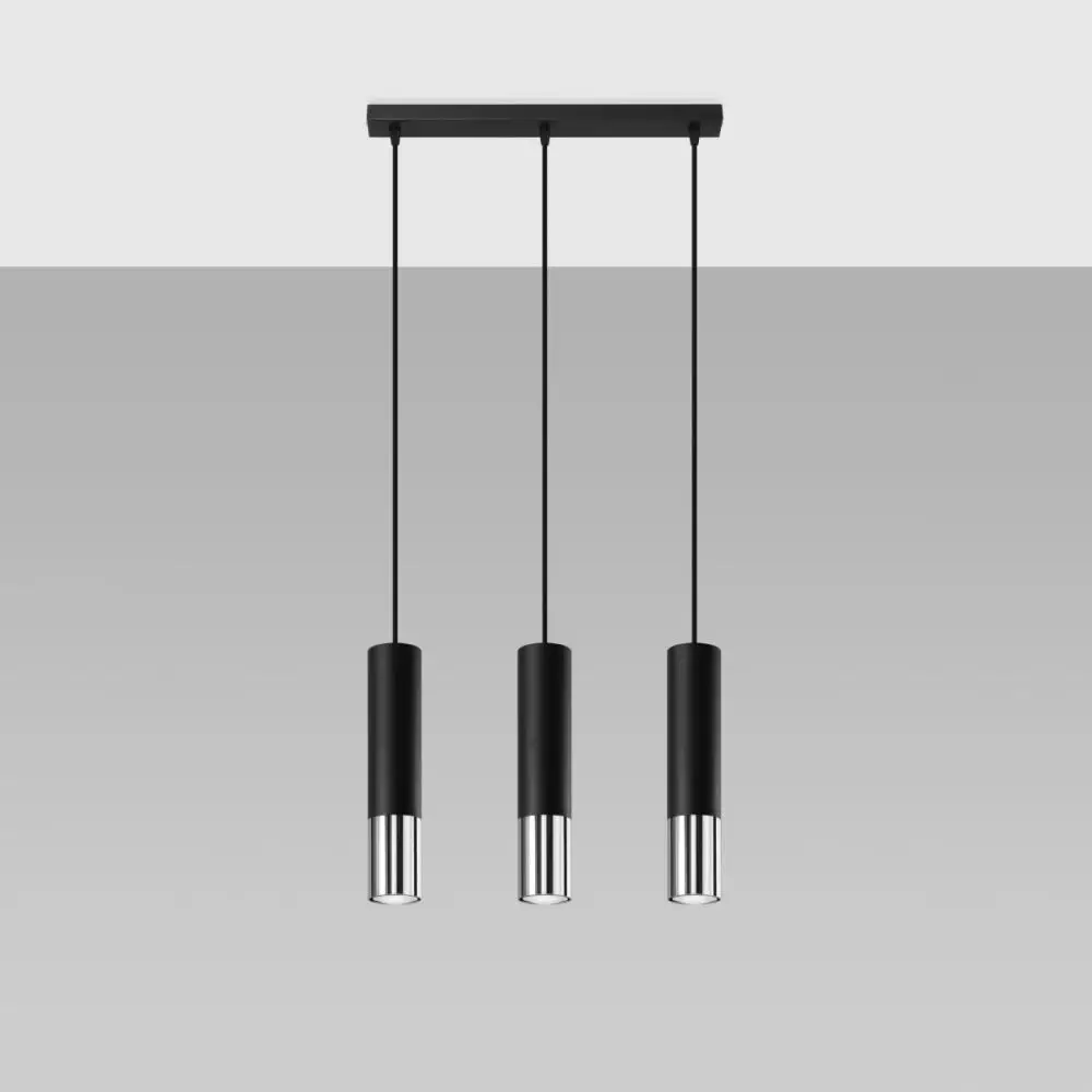 Lampa wisząca LOOPEZ 3L czarny/chrom