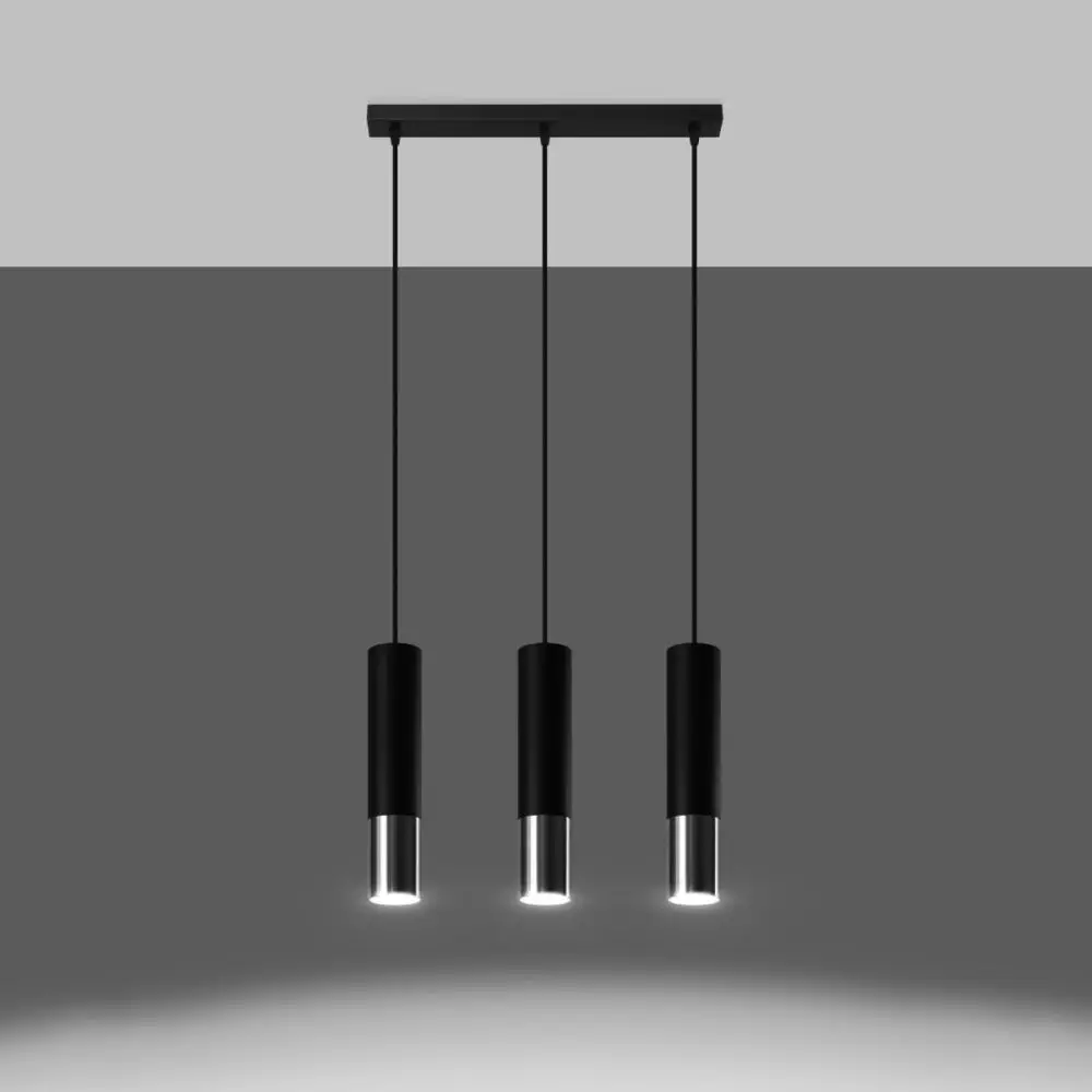 Lampa wisząca LOOPEZ 3L czarny/chrom