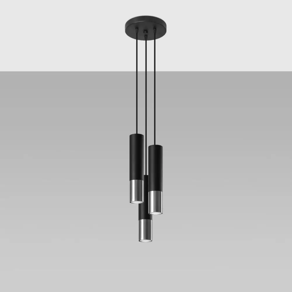 Lampa wisząca LOOPEZ 3P czarny/chrom