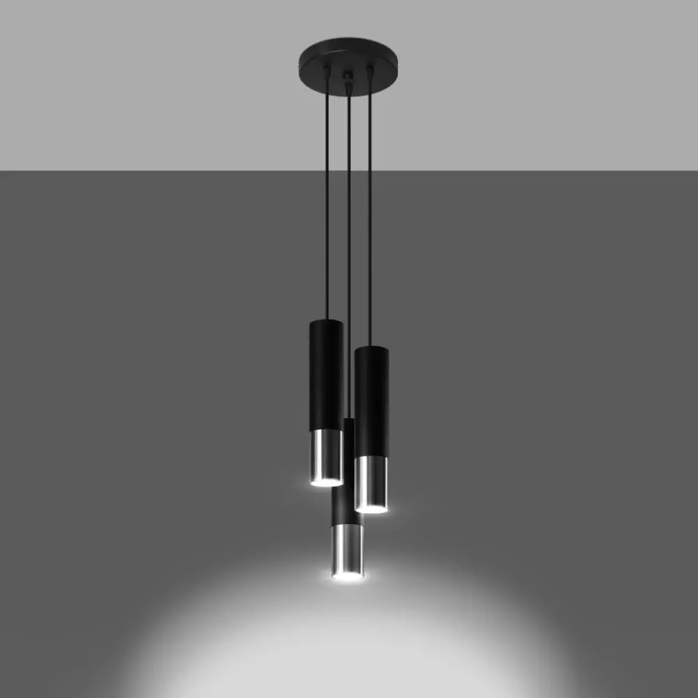 Lampa wisząca LOOPEZ 3P czarny/chrom