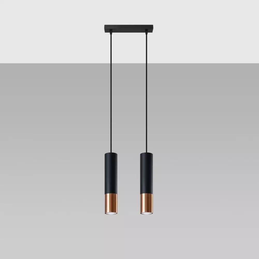 Lampa wisząca LOOPEZ 2 czarny/miedź