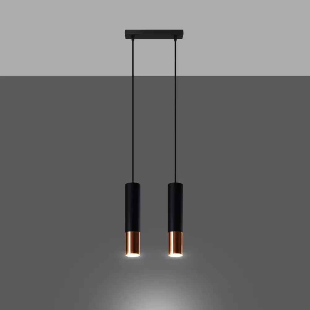 Lampa wisząca LOOPEZ 2 czarny/miedź
