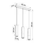 Lampa wisząca LOOPEZ 3L czarny/miedź