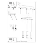 Lampa wisząca LOOPEZ 3L czarny/miedź