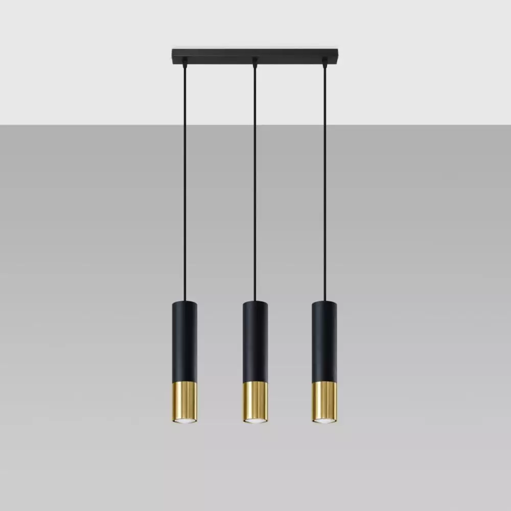 Lampa wisząca LOOPEZ 3L czarny/złoty