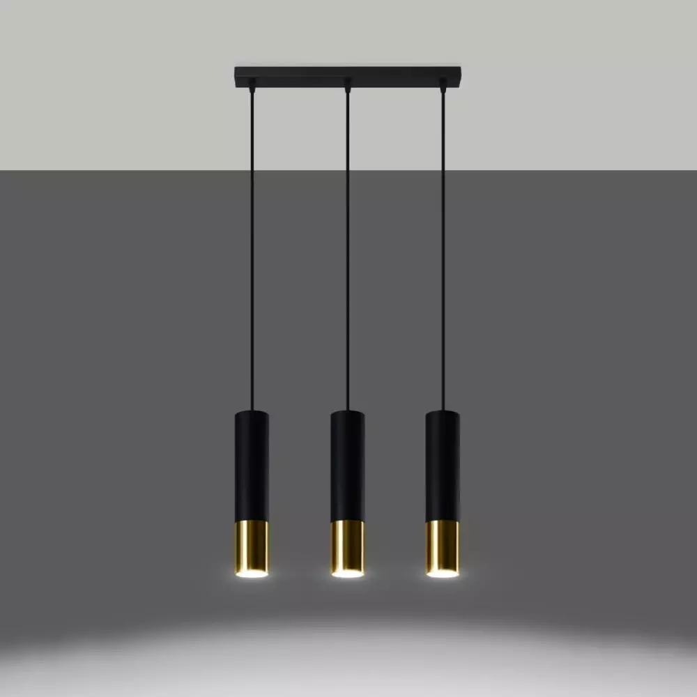 Lampa wisząca LOOPEZ 3L czarny/złoty