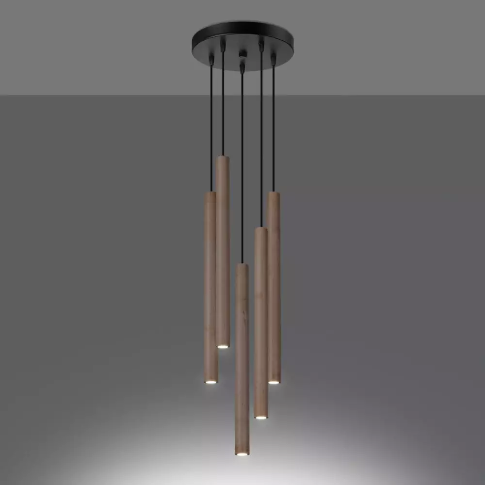 Lampa wisząca PASTELO 5P drewno