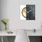 Kwadratowy szklany zegar ścienny CoffeeDesk White 30 cm