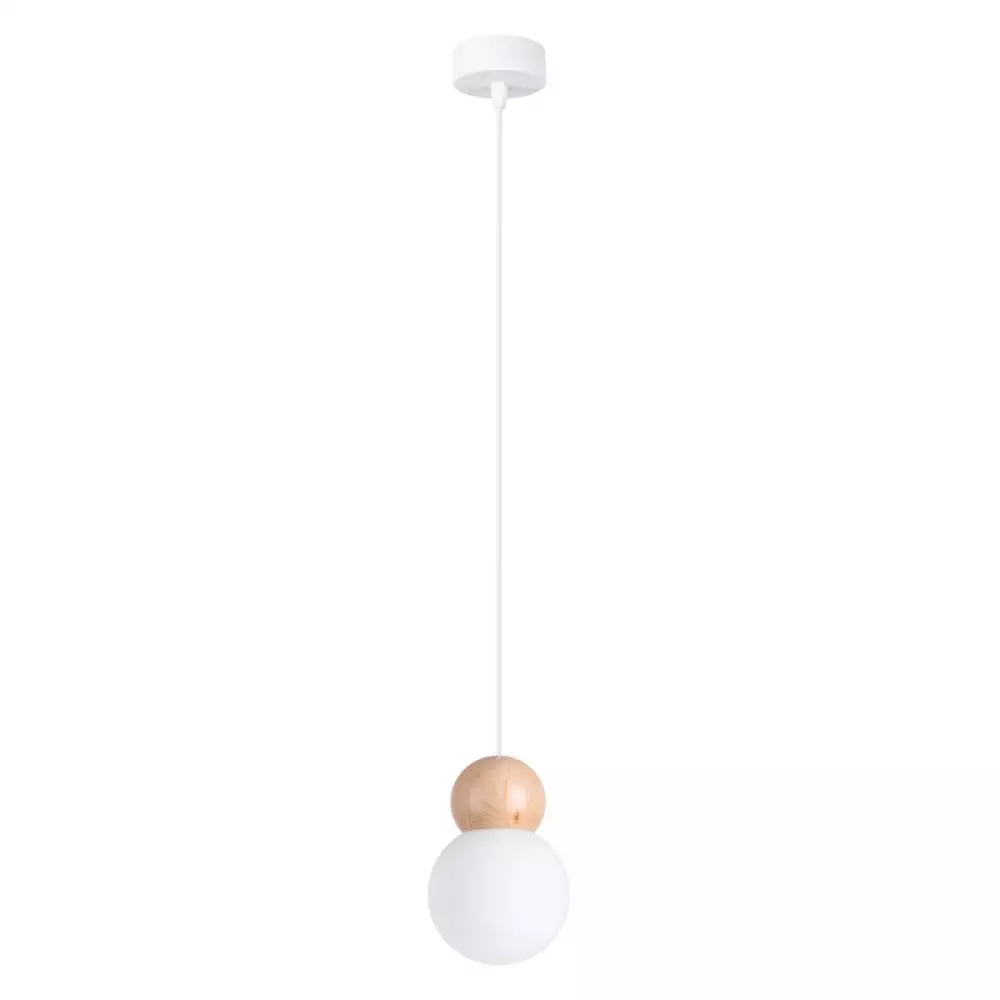 Lampa wisząca PEKKA 1 biała/naturalne drewno