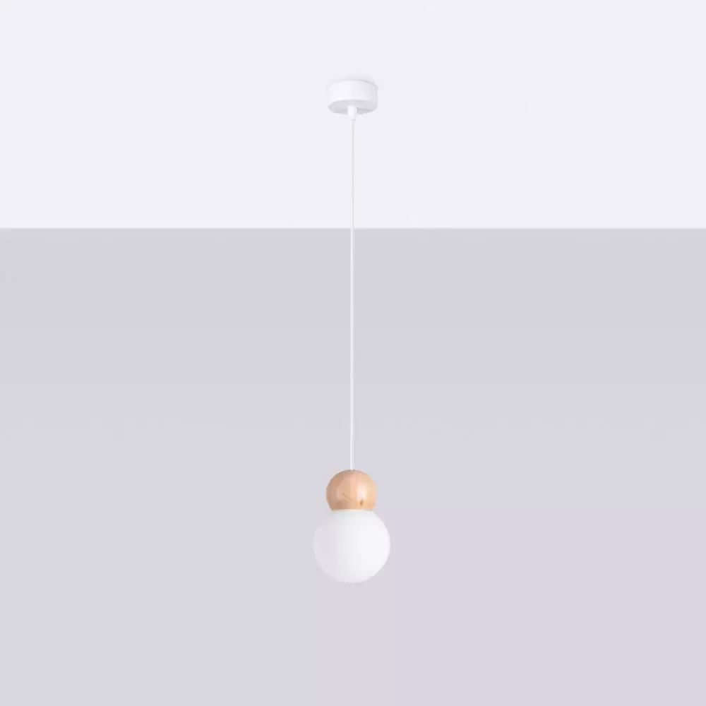 Lampa wisząca PEKKA 1 biała/naturalne drewno