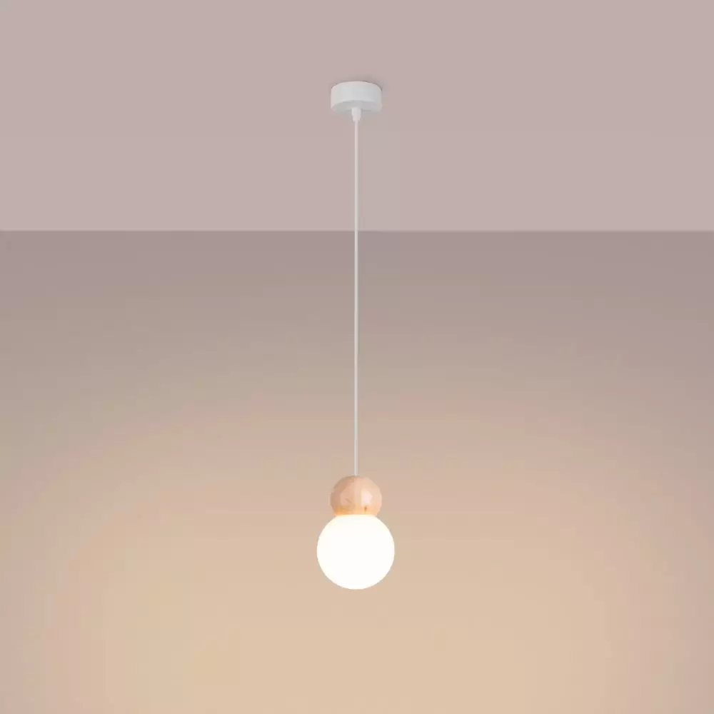 Lampa wisząca PEKKA 1 biała/naturalne drewno