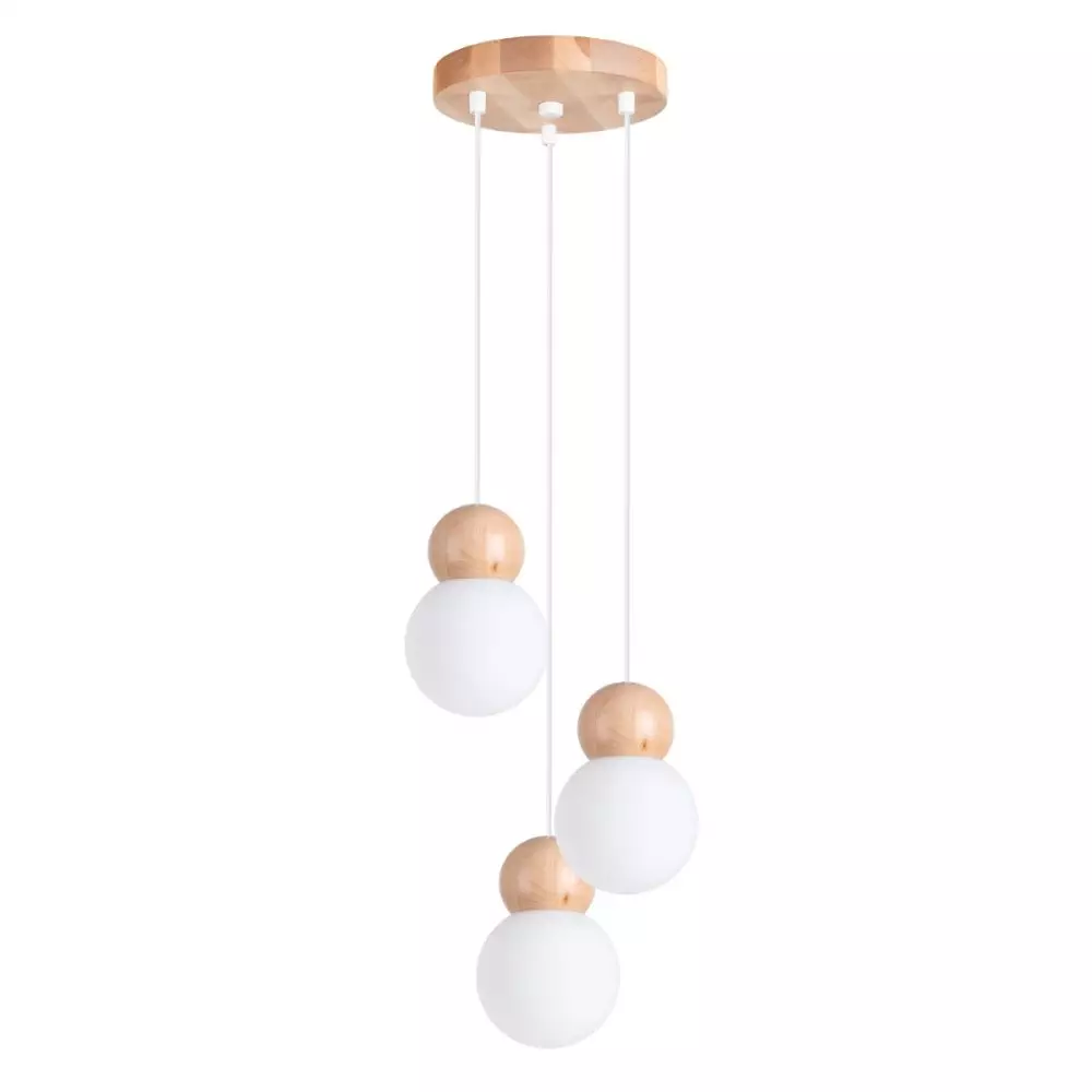 Lampa wisząca PEKKA 3P biała/naturalne drewno