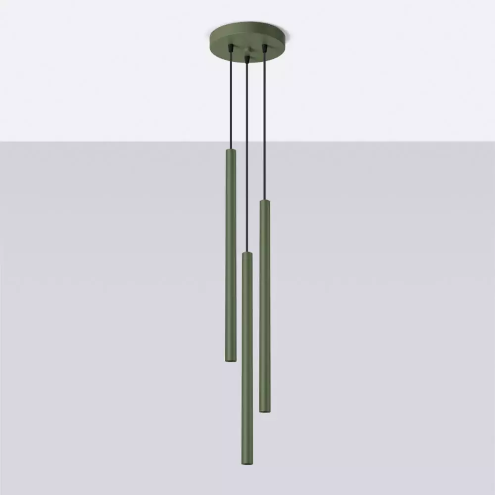 Lampa wisząca PASTELO 3P zielona oliwka