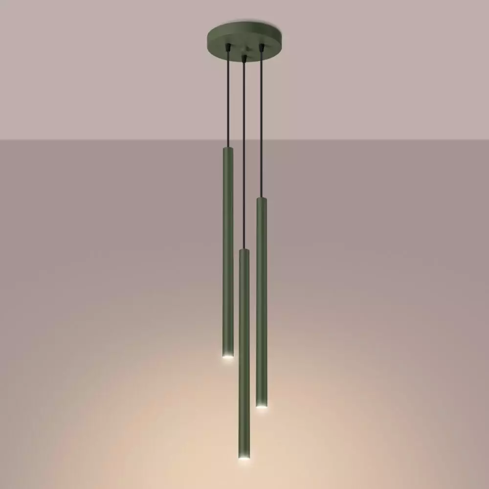 Lampa wisząca PASTELO 3P zielona oliwka