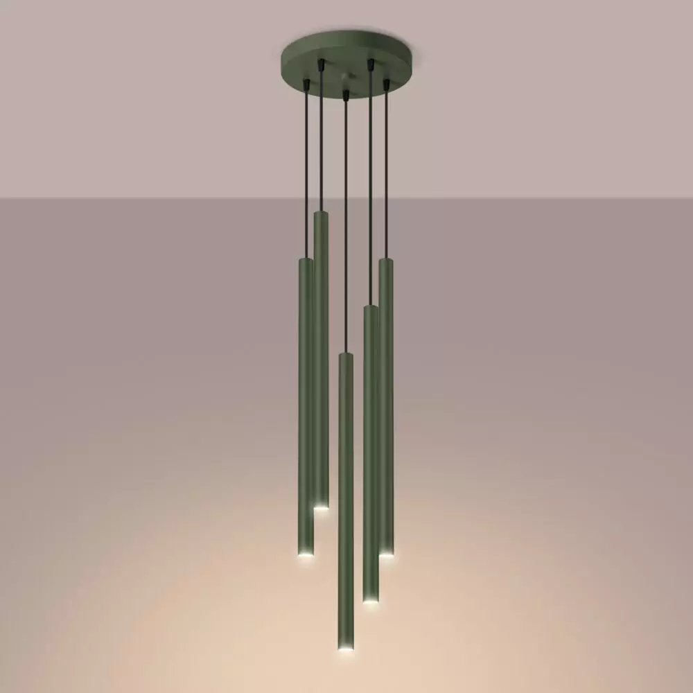 Lampa wisząca PASTELO 5P zielona oliwka